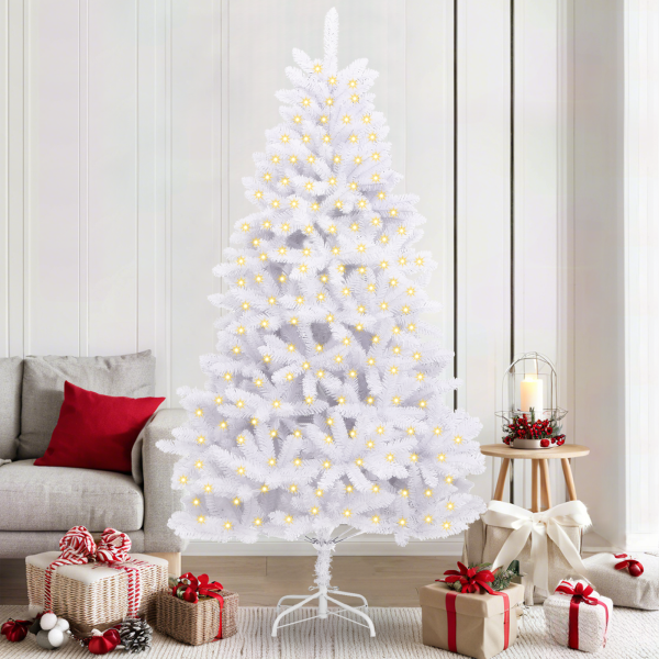Künstlicher Weihnachtsbaum Weiß 210 cm PVC und Metall
