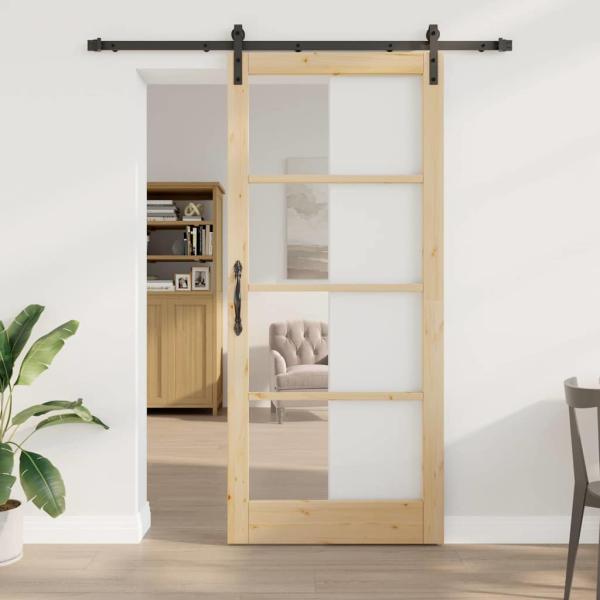 ARDEBO.de - Schiebetür ORKDAL Natürlich und Schwarz 93 x 211 cm