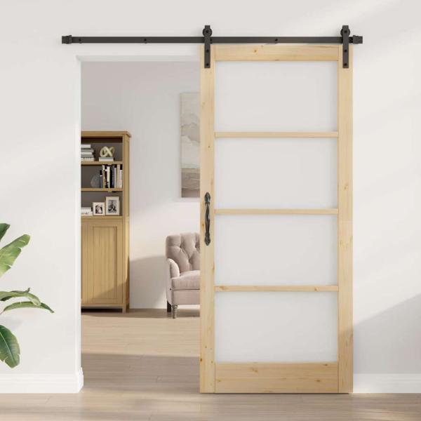 Schiebetür ORKDAL Natürlich und Schwarz 93 x 211 cm