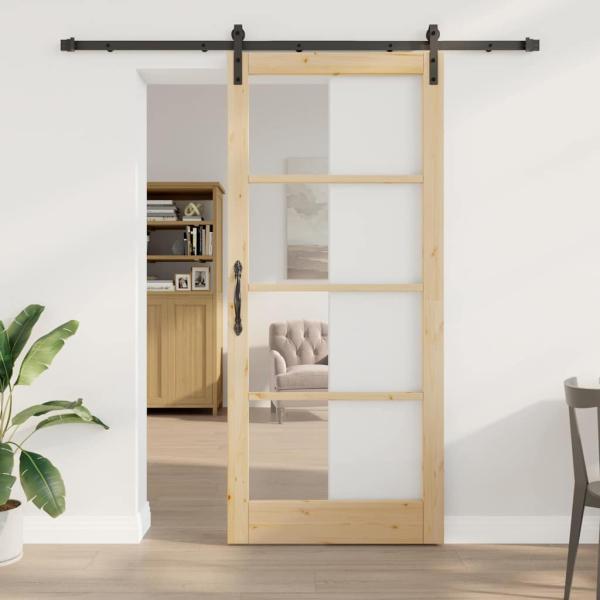 ARDEBO.de - Schiebetür ORKDAL Natürlich und Schwarz 93 x 211 cm