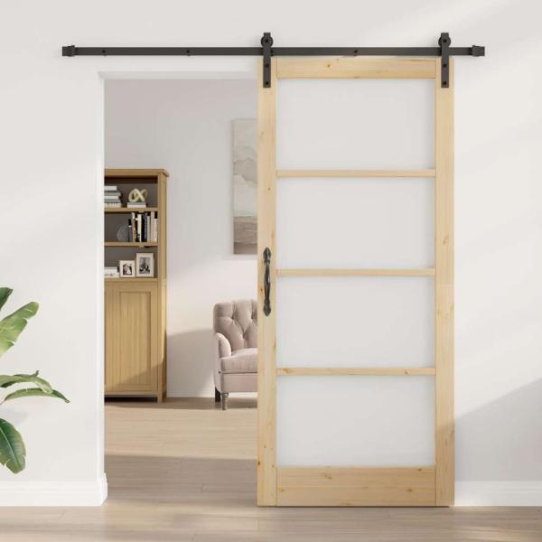 Schiebetür ORKDAL Natürlich und Schwarz 93 x 211 cm