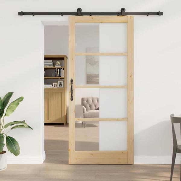 ARDEBO.de - Schiebetür ORKDAL 93 x 211 cm Massivholz Kiefer und Glas