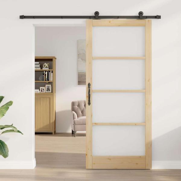 Schiebetür ORKDAL 93 x 211 cm Massivholz Kiefer und Glas