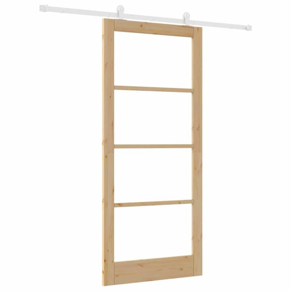 Schiebetür ORKDAL 93 x 211 cm Massivholz Kiefer und Glas Natur