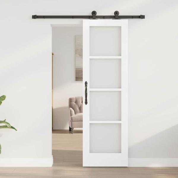 Schiebetür ORKDAL Weiß 61 x 198,5 cm Massivholz Kiefer und Glas