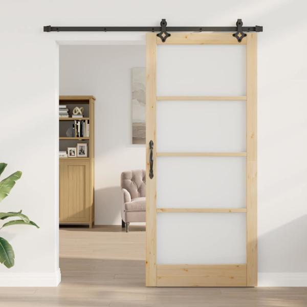 Schiebetür ORKDAL 93 x 211 cm Massivholz Kiefer und Glas