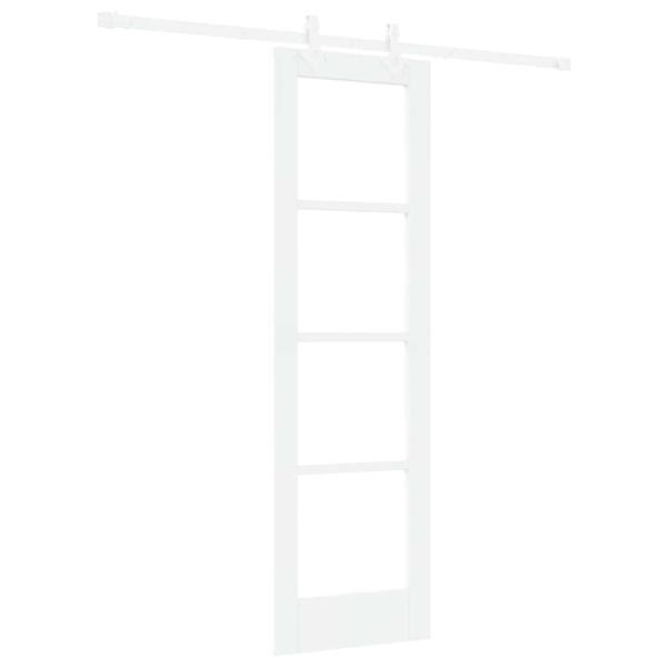Schiebetür 61 x 198,5 cm Massivholz Kiefer und Glas Weiß