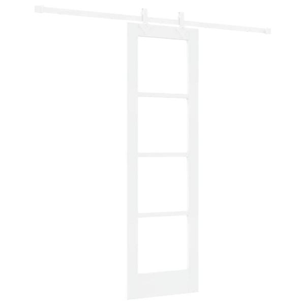 Schiebetür 61 x 198,5 cm Massivholz Kiefer und Glas Weiß