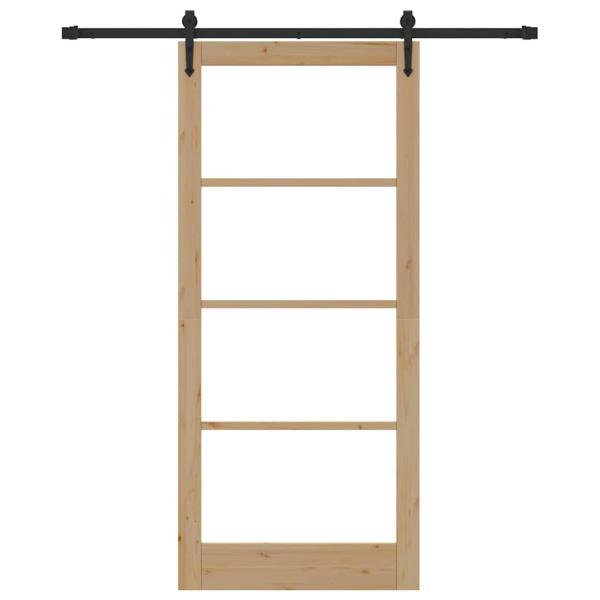 Schiebetür 93 x 211 cm Massivholz Kiefer und Glas Natur