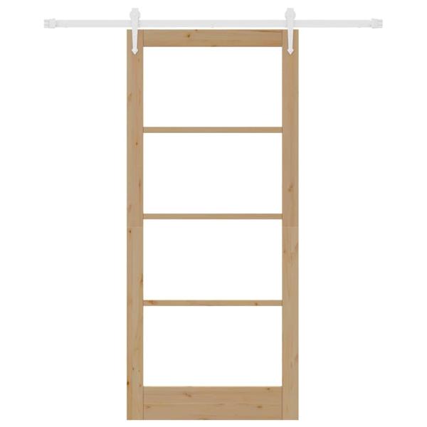 Schiebetür 93 x 211 cm Massivholz Kiefer und Glas Natur