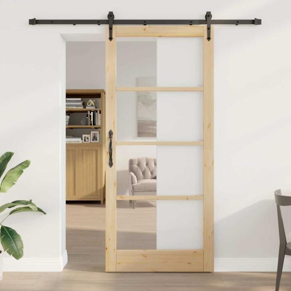 ARDEBO.de - Schiebetür 93 x 211 cm Massivholz Kiefer und Glas
