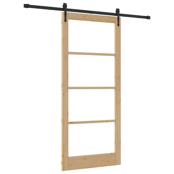 Schiebetür 93 x 211 cm Massivholz Kiefer und Glas
