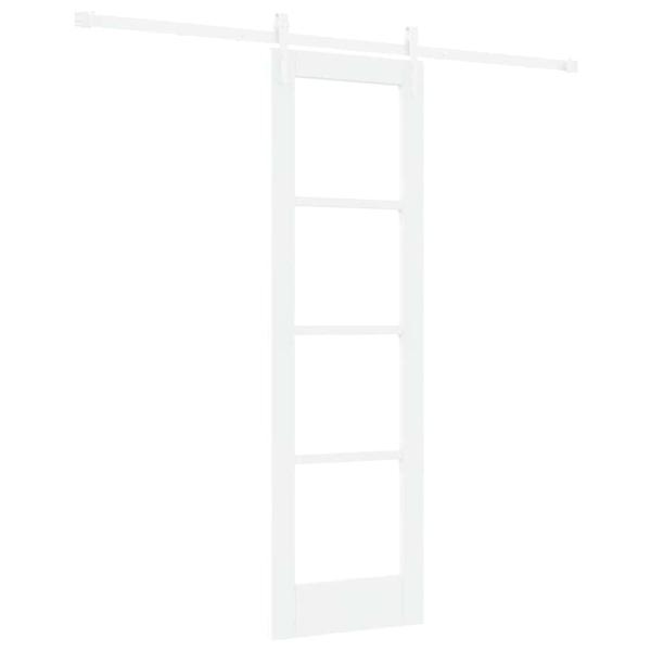 Schiebetür 61 x 198,5 cm Massivholz Kiefer und Glas Weiß