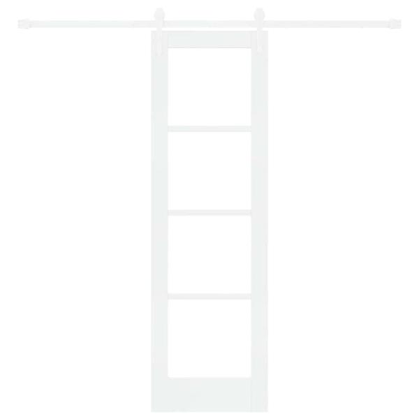Schiebetür 61 x 198,5 cm Massivholz Kiefer und Glas Weiß