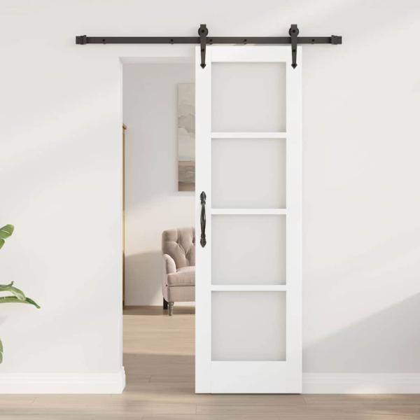Schiebetür ORKDAL 61 x 198,5 cm Massivholz Kiefer und Glas Weiß