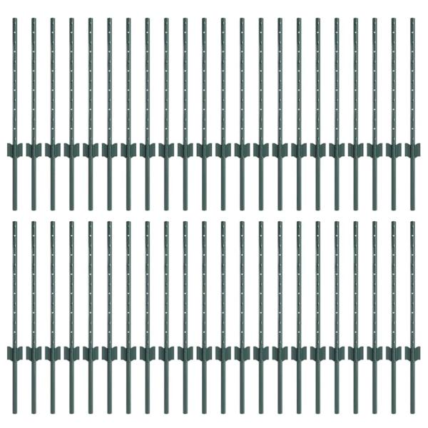 Zaunpfosten 44 pcs Grün 100 cm Stahl