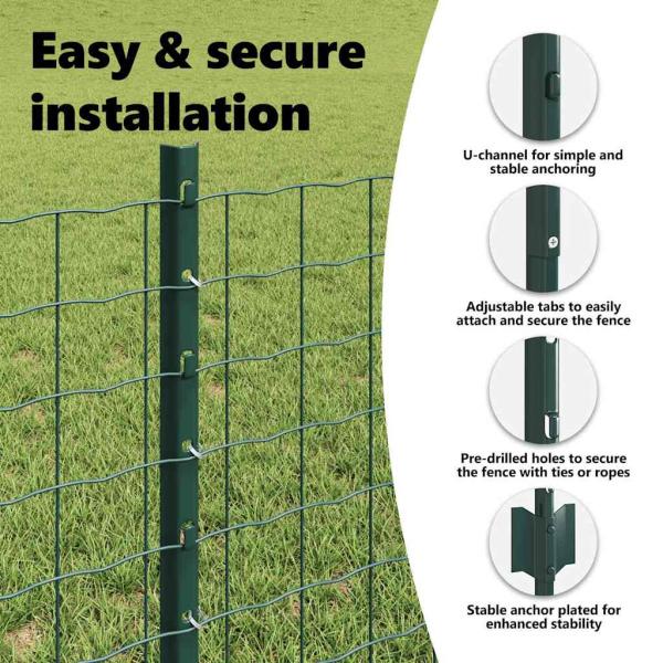 Zaunpfosten 44 pcs Grün 100 cm Stahl