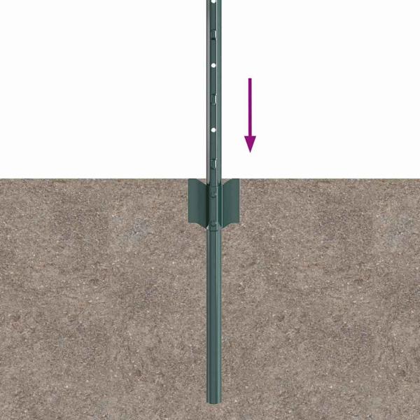 Zaunpfosten 44 pcs Grün 100 cm Stahl