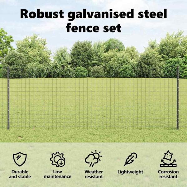 Zaunpfosten 44 pcs Grau 120 cm Stahl