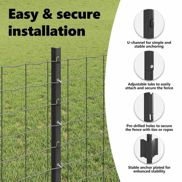 Zaunpfosten 44 pcs Grau 120 cm Stahl