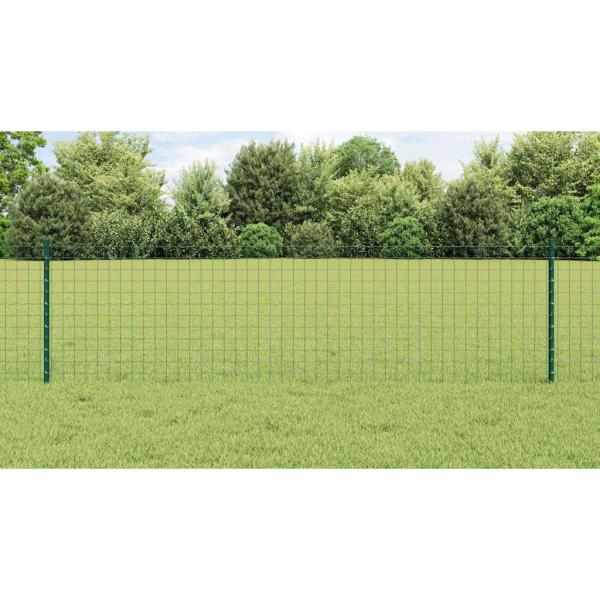 Euro-Zaun mit Pfosten 10 x 0,6 m PVC-beschichteter Stahl Grün