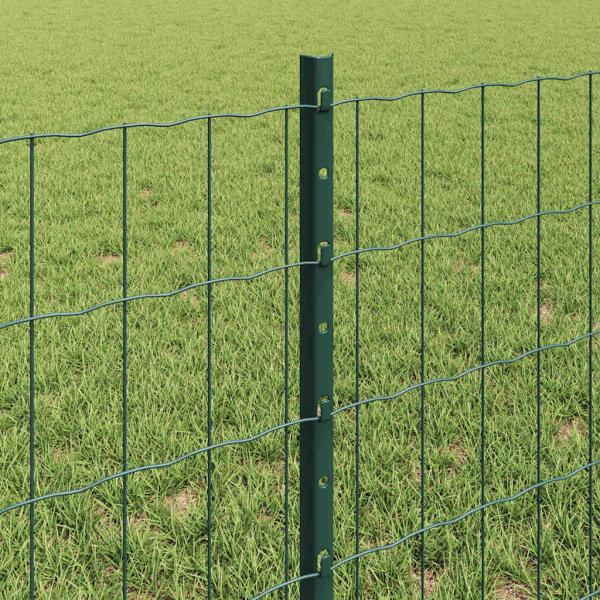 Euro-Zaun mit Pfosten 10 x 0,6 m PVC-beschichteter Stahl Grün