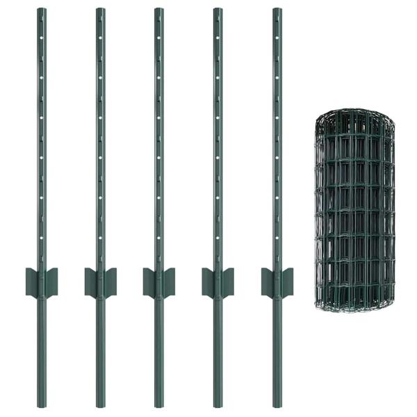 Euro-Zaun mit Pfosten 10 x 0,6 m PVC-beschichteter Stahl Grün