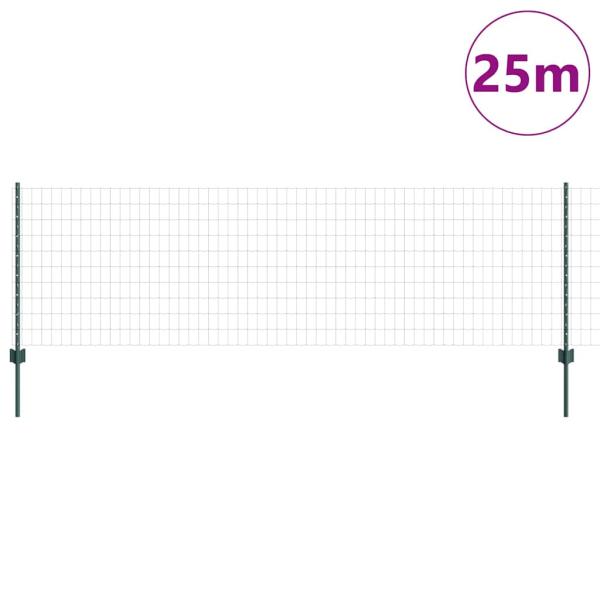 Euro-Zaun mit Pfosten 25 x 0,8 m PVC-beschichteter Stahl Grün