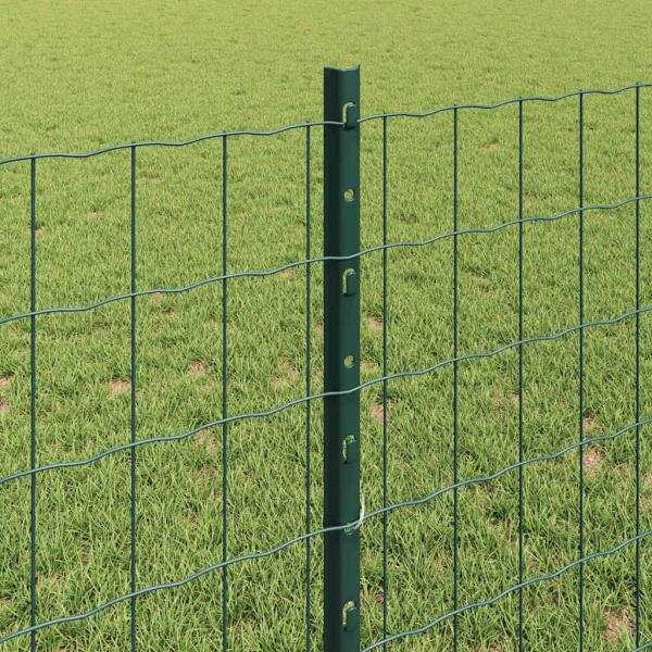 Euro-Zaun mit Pfosten 25 x 0,8 m PVC-beschichteter Stahl Grün