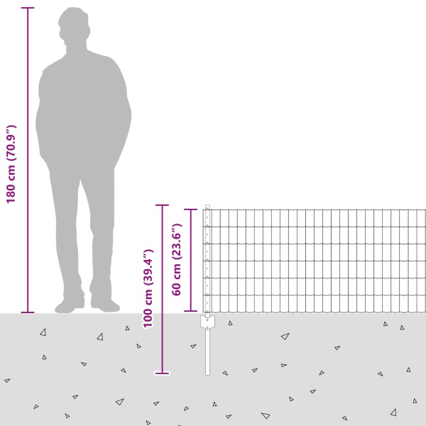 Zaun mit Pfosten Grün 0,6 x 25 m Stahl und PVC