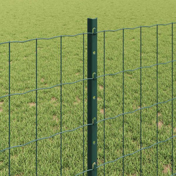 Euro-Zaun mit Pfosten 25 x 0,8 m PVC-beschichteter Stahl Grün