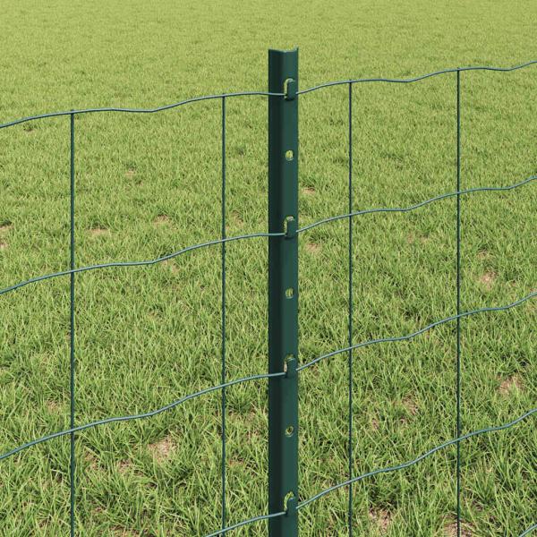 Euro-Zaun mit Pfosten 25 x 0,6 m PVC-beschichteter Stahl Grün