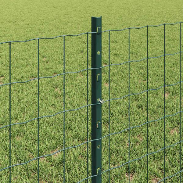 Zaun mit Pfosten Grün 0,6 x 50 m Stahl und PVC