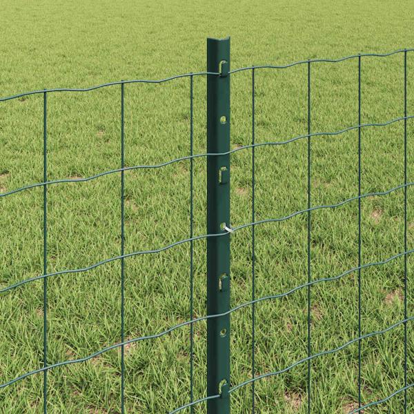 Zaun mit Pfosten Grün 0,6 x 25 m Stahl und PVC