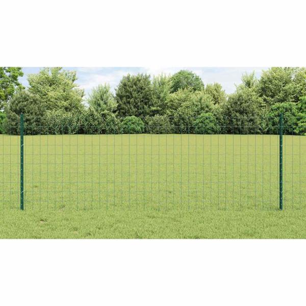 Eurozaun mit Pfosten 25 x 0,8 m PVC-beschichteter Stahl Grün