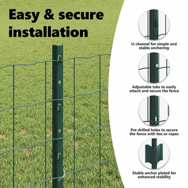 Eurozaun mit Pfosten 25 x 0,8 m PVC-beschichteter Stahl Grün