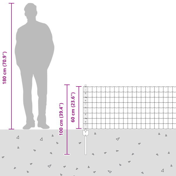 Eurozaun mit Pfosten 50 x 0,6 m PVC-beschichteter Stahl Grün
