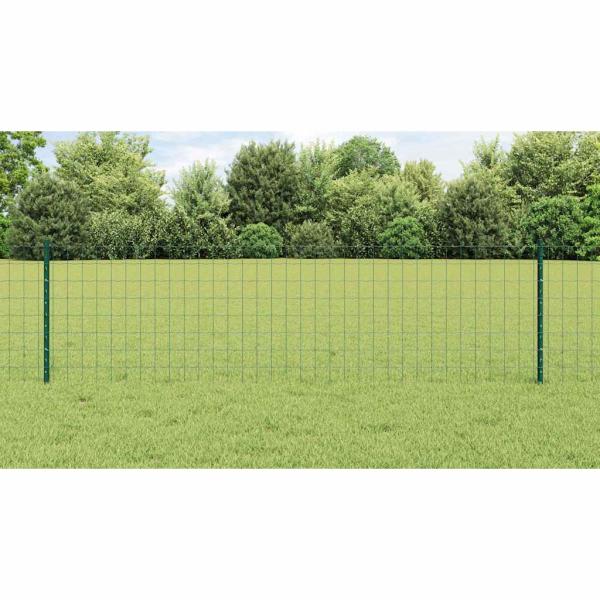Eurozaun mit Pfosten 50 x 0,6 m PVC-beschichteter Stahl Grün