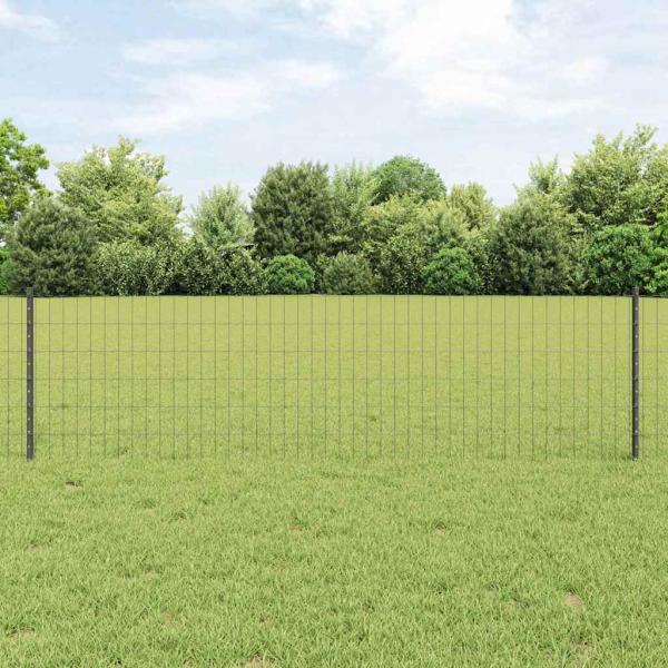 ARDEBO.de - Zaun mit Pfosten Grau 0,6 x 25 m Stahl und PVC