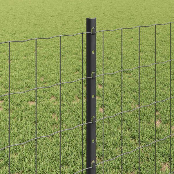 Zaun mit Pfosten Grau 0,8 x 25 m Stahl und PVC