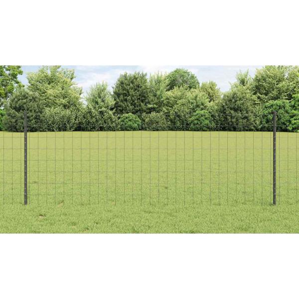 Zaun mit Pfosten Grau 0,8 x 25 m Stahl und PVC
