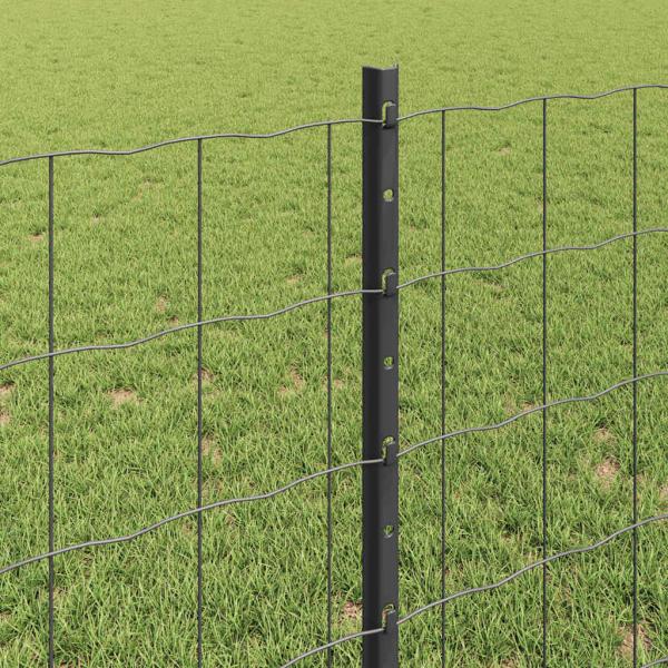 Zaun mit Pfosten Grau 0,8 x 25 m Stahl und PVC