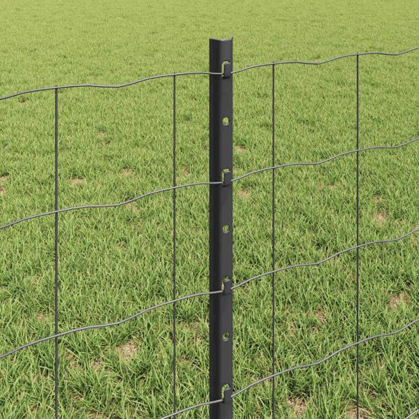 Euro-Zaun mit Pfosten 25 x 0,6 m PVC-beschichteter Stahl Grau
