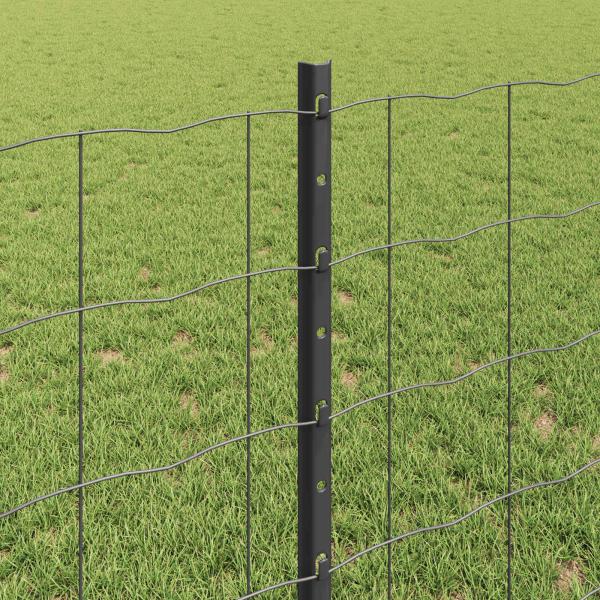 Zaun mit Pfosten Grau 0,8 x 25 m Stahl