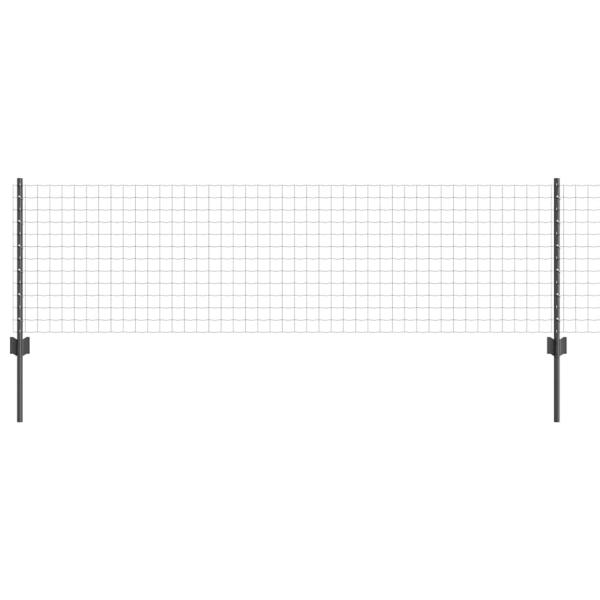 Zaun mit Pfosten Grau 0,6 x 50 m Stahl und PVC