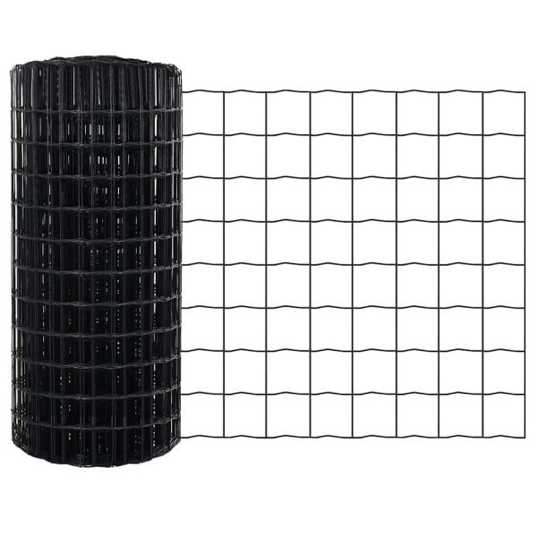 Zaun mit Pfosten Grau 0,6 x 50 m Stahl und PVC