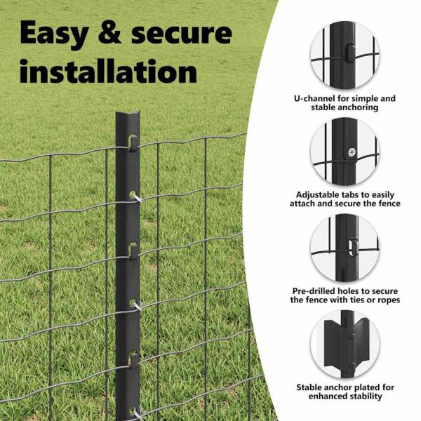 Zaun mit Pfosten Grau 0,6 x 50 m Stahl und PVC