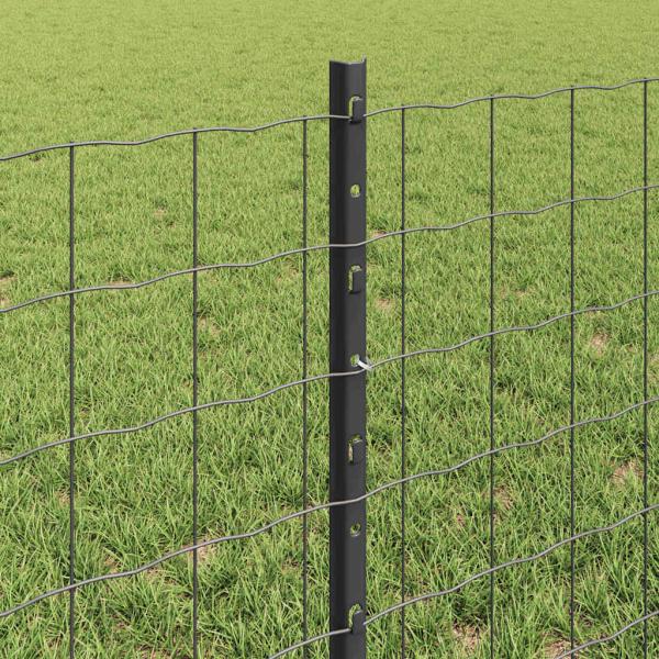 Euro-Zaun mit Pfosten 50 x 0,6 m PVC-beschichteter Stahl Grau
