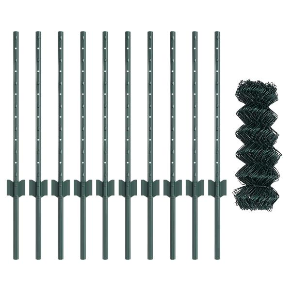 Maschendrahtzaun mit Pfosten 10 x 0,6 m PVC-beschichteter Stahl