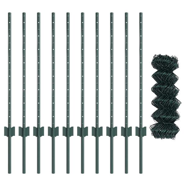 Maschendrahtzaun mit Pfosten 10 x 0,8 m PVC-beschichteter Stahl